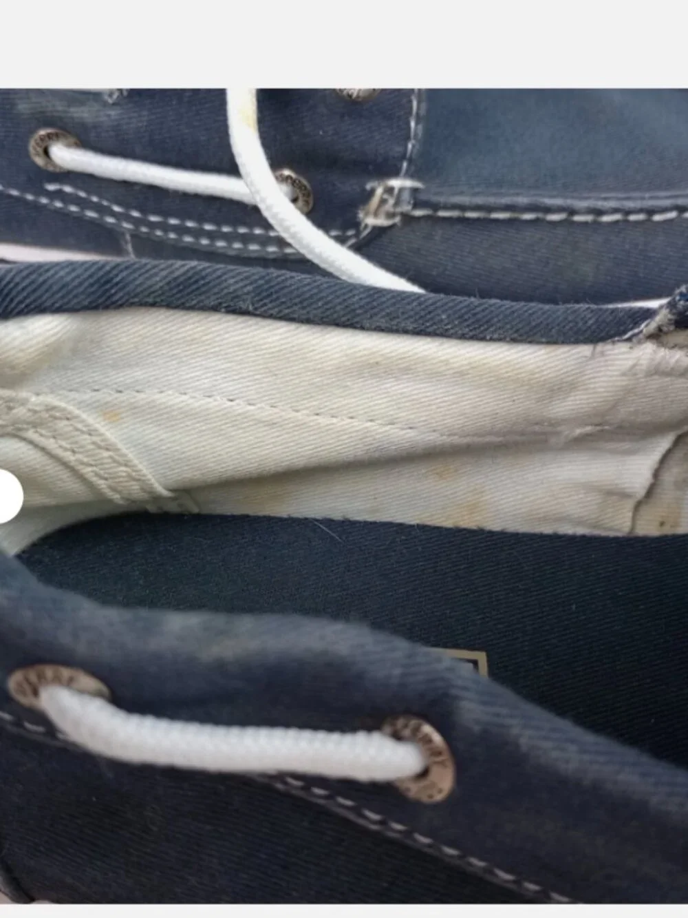 Sperry Top Sider Halyard Mens‎ 4M Blue Canvas 2 Eye White Tie Slip On Boat Shoes